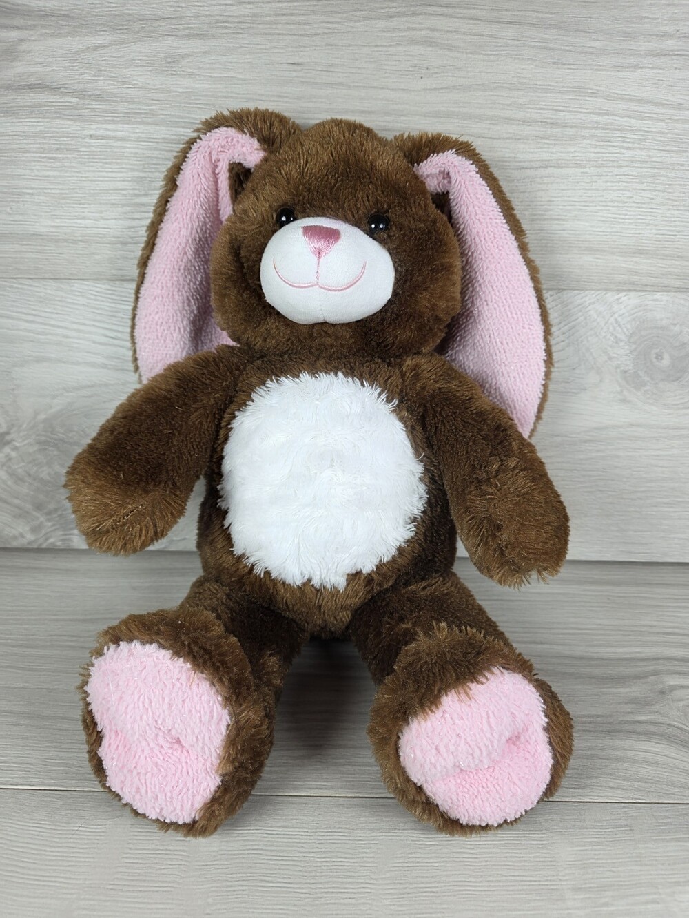 Build-A-Bear Workshop Plush Stuffed Bunny Rabbit Brown and Pink 16" SU57